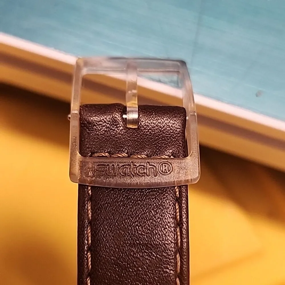 Swatch Original Swiss Watch AG2008 Leather Band Day Date